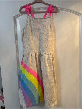 Carter's Light Gray Dress with Neon Rainbow and Hot Pink Bows